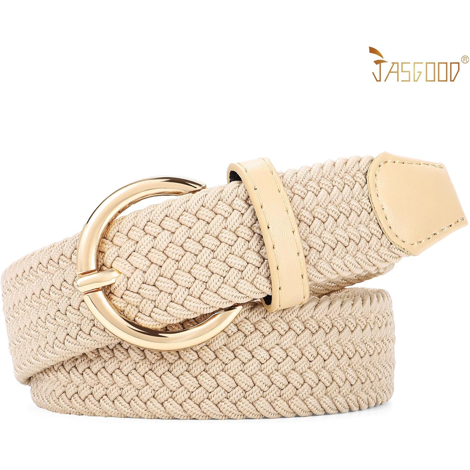 JASGOOD Women Men Braided Woven Elastic Stretch Waist Belt Golf Canvas Fabric Casual Belt for Jeans Pants