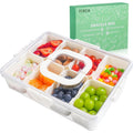 TCHZA Snackle Box Container, Dishwasher Safety - Divided Serving Tray with Lid and Handle, Charcuterie Board for Portable Snack Platters - Clear Organizer for Fruits Snacks,Perfect for Road Travel