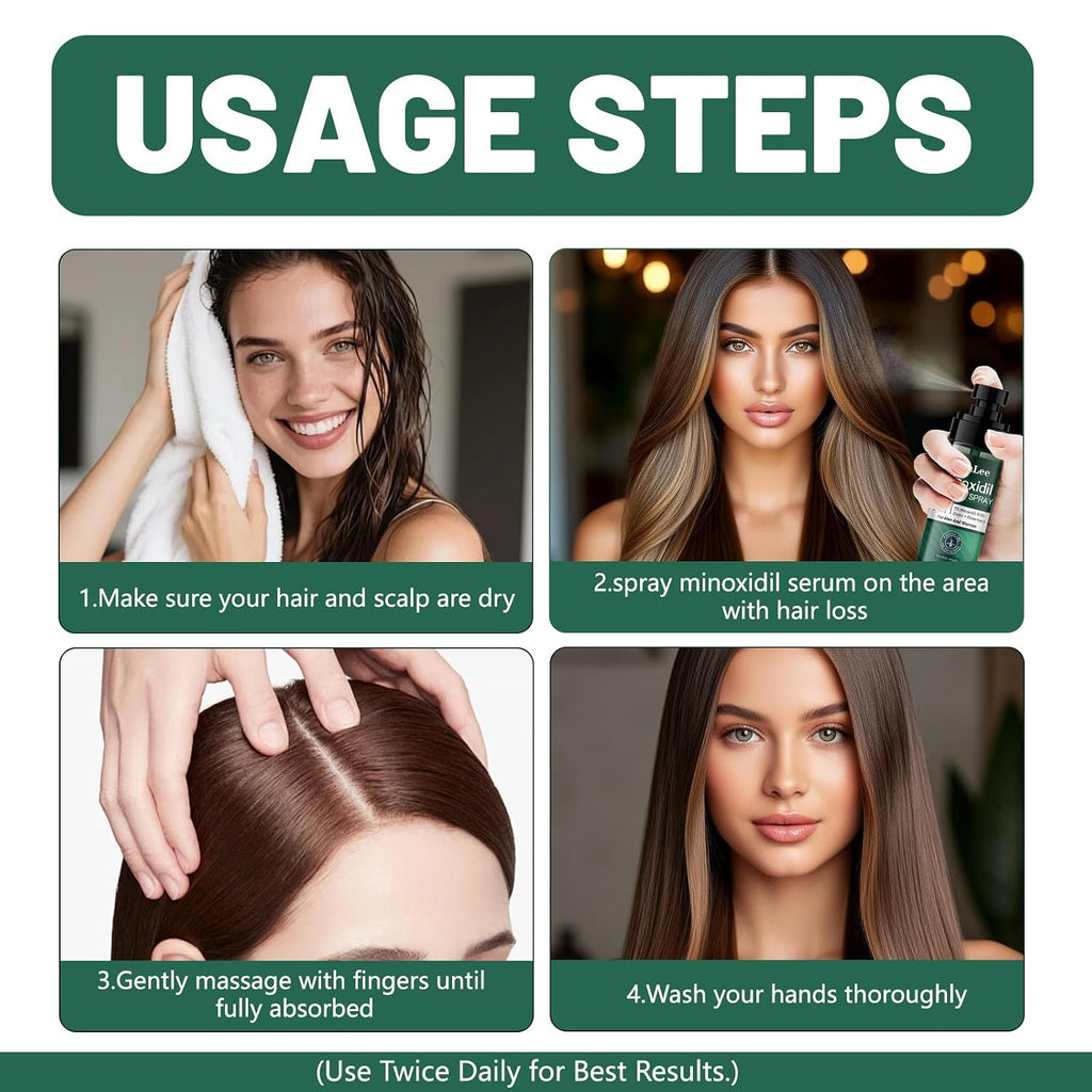 5% Minoxidil For Men And Women Hair Growth, Minoxidil Hair Growth Spray With Biotin & Rosemary, Extra Strength Hair Loss Treatment Serum For Thicker Hair & Beard Regrowth, 2 Bottles