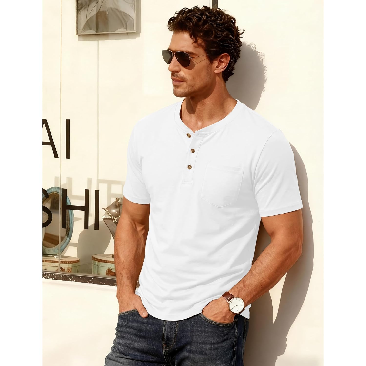 Magcomsen Men'S Henley Short Sleeve Shirt Cotton Lightweight Tee Shirts Casual Summer Basic Tees With Pocket