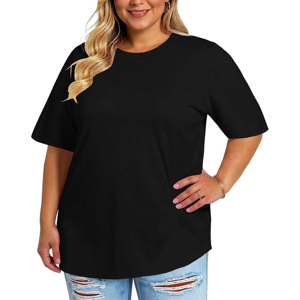 rosemia Plus Size Tshirts for Women Oversized Casual Tees Crewneck Short Sleeves Blouses 2026