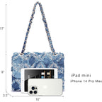 Women Small Shoulder Bags Quilted Crossbody Distressed Jean Denim Purse Evening Bag Clutch Handbag | Distressed Denim, Chic Chain Strap, Secure Twist-Lock, Multiple Pockets, Versatile Wear