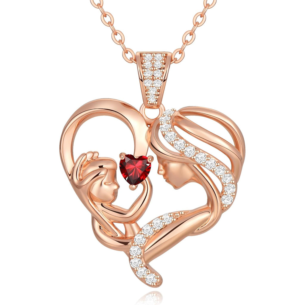 Mothers Day Gifts for Mom Wife Her Grandma, S925 Sterling Silver Birthstone Necklaces Jewelry for Women, Mother's Day Love Heart Pendant Necklace for Anniversary Birthday Christmas Day