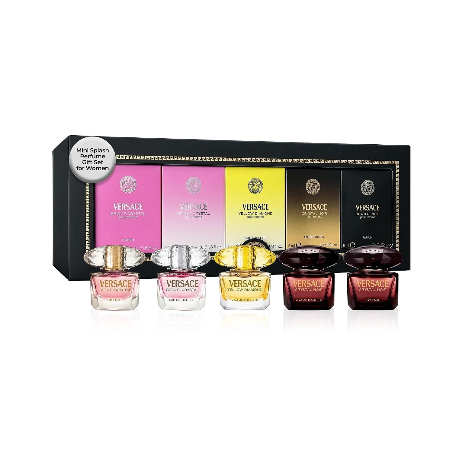 Versace Perfume For Women Gift Set –Mini Variety Splashes, 5 Piece 0.17 Oz Each