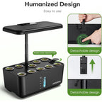 Indoor Garden Hydroponics Growing System: 10 Pods Plant Germination Kit Herb Vegetable Growth Lamp Countertop With Led Grow Light - Hydrophonic Planter Grower Harvest Lettuce