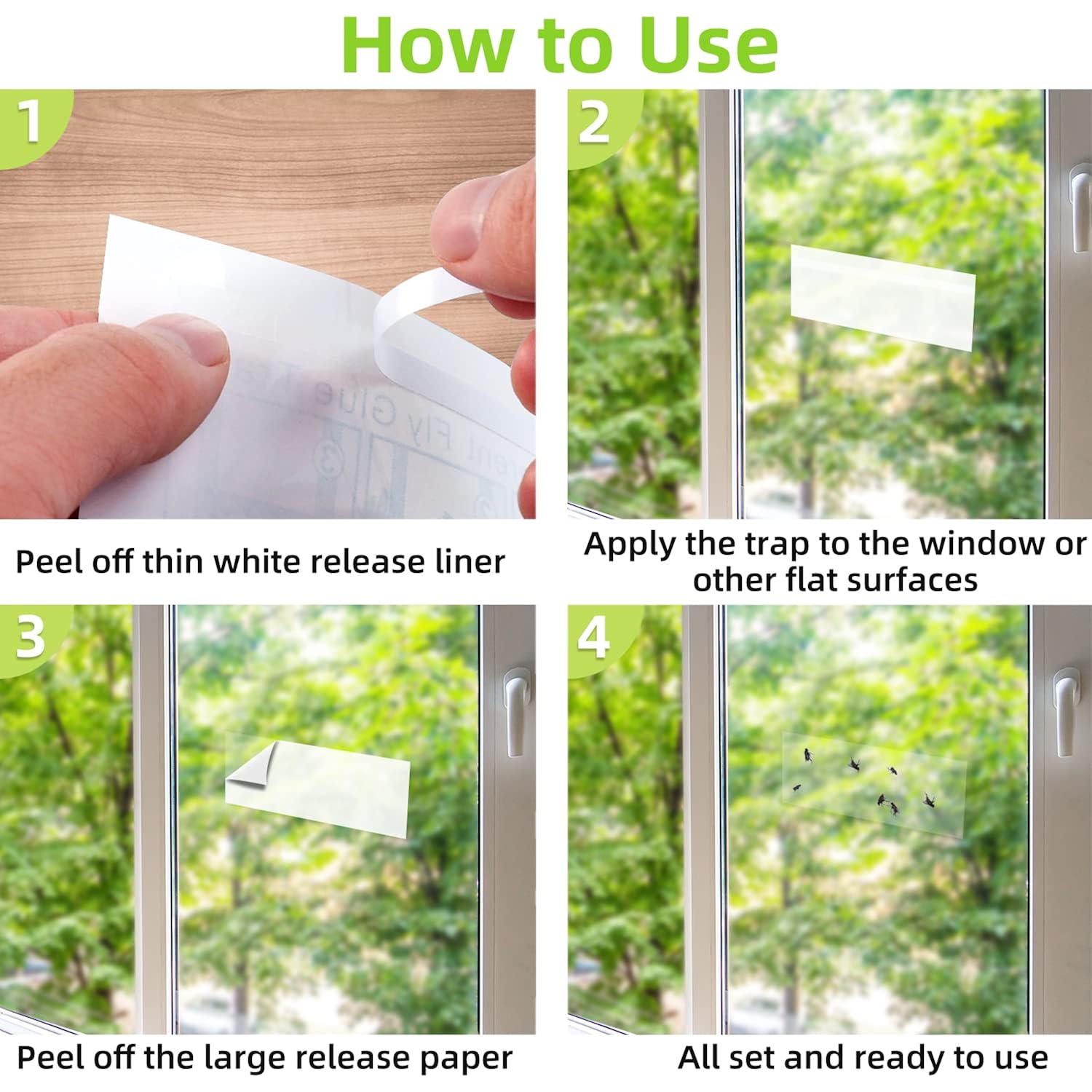 Kensizer 30-Pack Window Fly Traps For Indoors, House Fly Trap | Fruit Fly Traps For Indoors, Paper Sticky Strips, Fly Catcher Clear Windows Trap, House Fly Killer, Lady Bug Traps