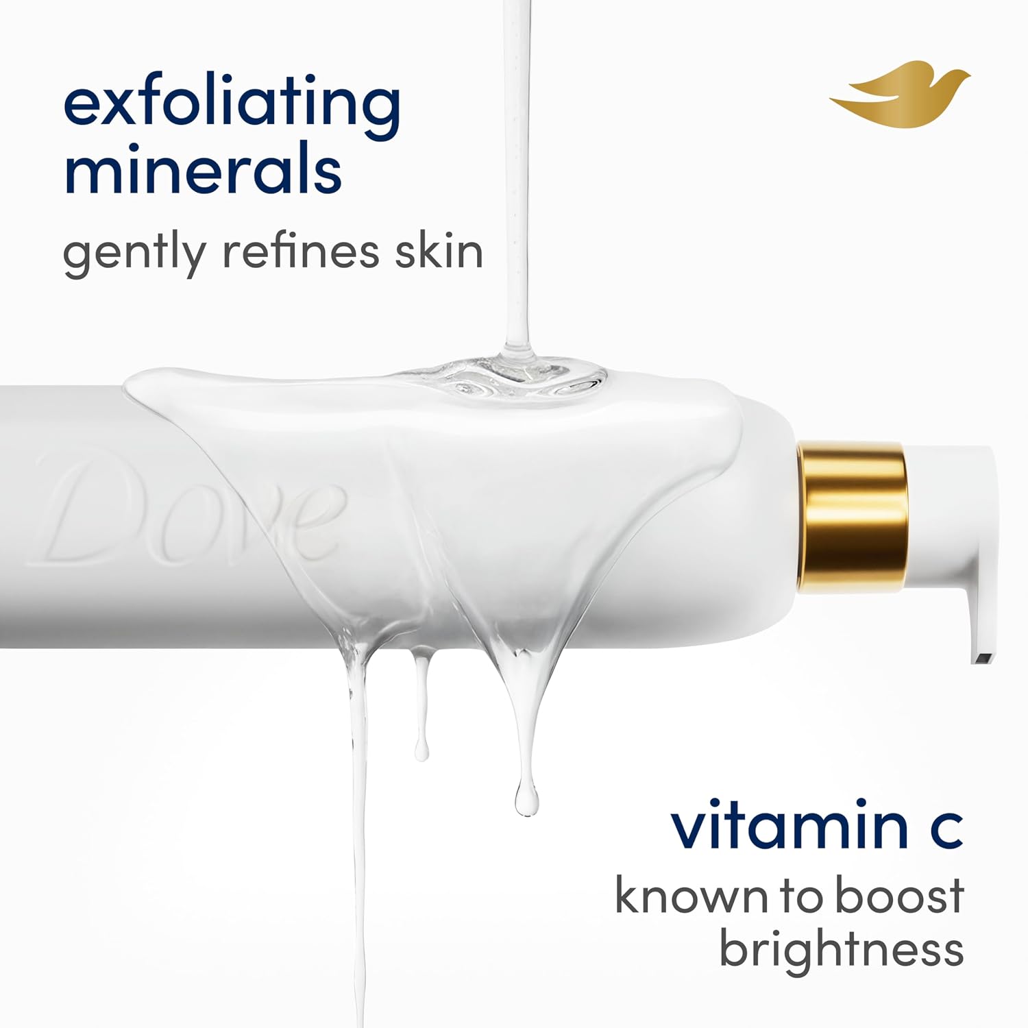 Dove Exfoliating Body Wash Glow Recharge Energizes & Illuminates Skin 3% Brightening Serum With Vitamin C 18.5 Oz