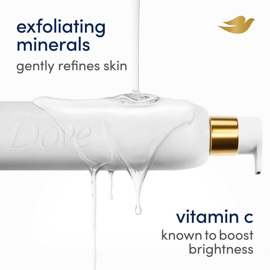Dove Exfoliating Body Wash Glow Recharge Energizes & Illuminates Skin 3% Brightening Serum With Vitamin C 18.5 Oz