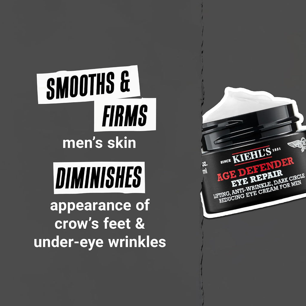 Kiehl'S Age Defender Eye Repair, Men'S Anti-Aging Eye Cream, Reduces Dark Circles, Wrinkles And Puffiness While Firming Skin, Minimizes Crow'S Feet And Under-Eye Wrinkles, Fragrance And Paraben Free