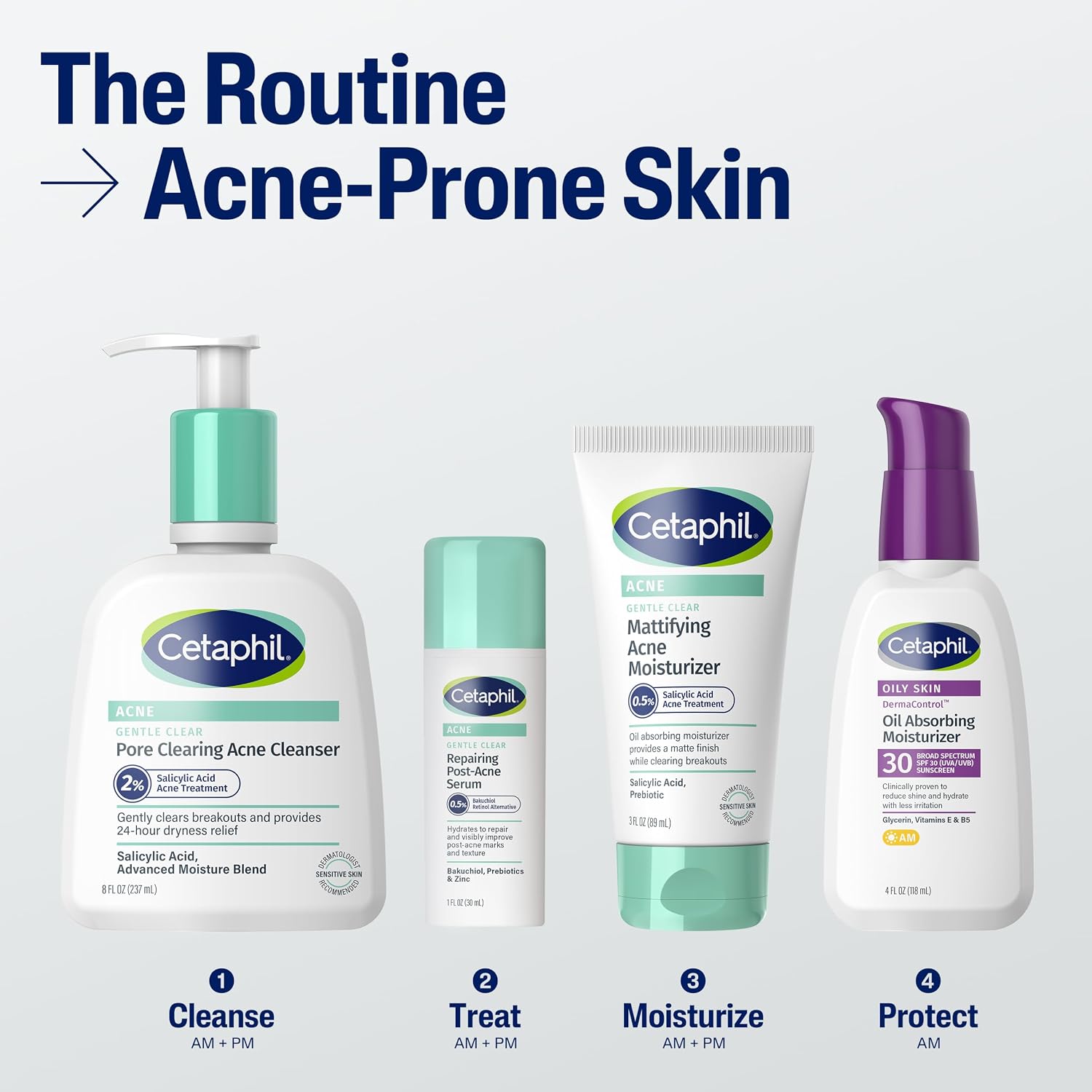Cetaphil Gentle Clear Repairing Post-Acne Serum, Retinol Alternative, Oil Free Serum For Sensitive Skin, 1 Fl Oz, Bakuchiol, Improves Skin Tone & Post-Acne Marks, Dermatologist Recommended Brand