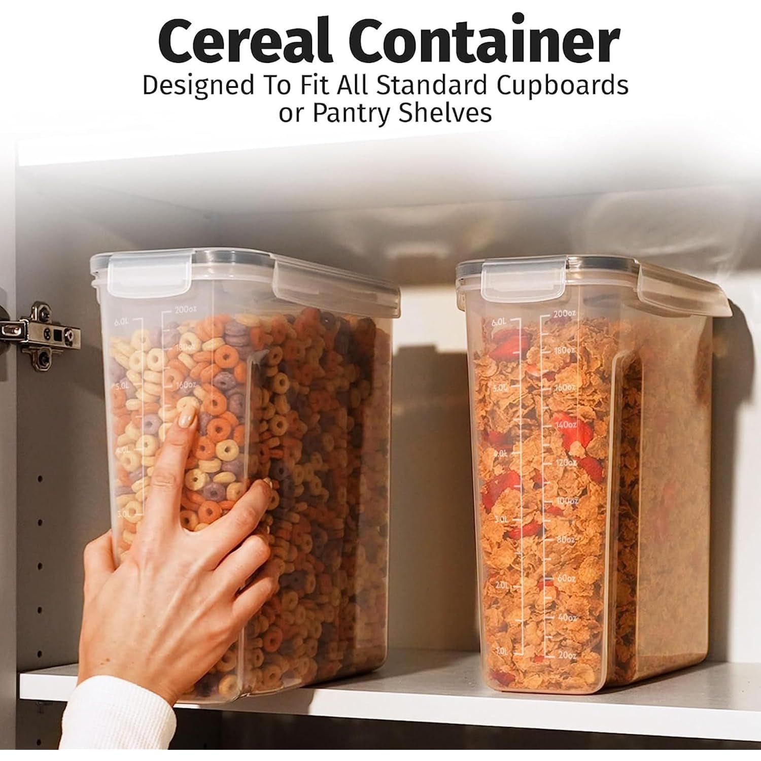 Shazo 2 Pack (6.3L / 213Oz) Extra Large Airtight Food Storage Cereal Containers For Bulk Food Storage Bpa-Free Plastic Container, Pantry Organization And Canister For Rice, Pasta, Sugar & Flour