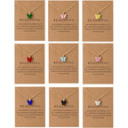 LOTSOF 18 Piece Butterfly Pendant Necklace Set, Colorful Acrylic Chain Necklaces for Women, Bohemian Jewelry Gift