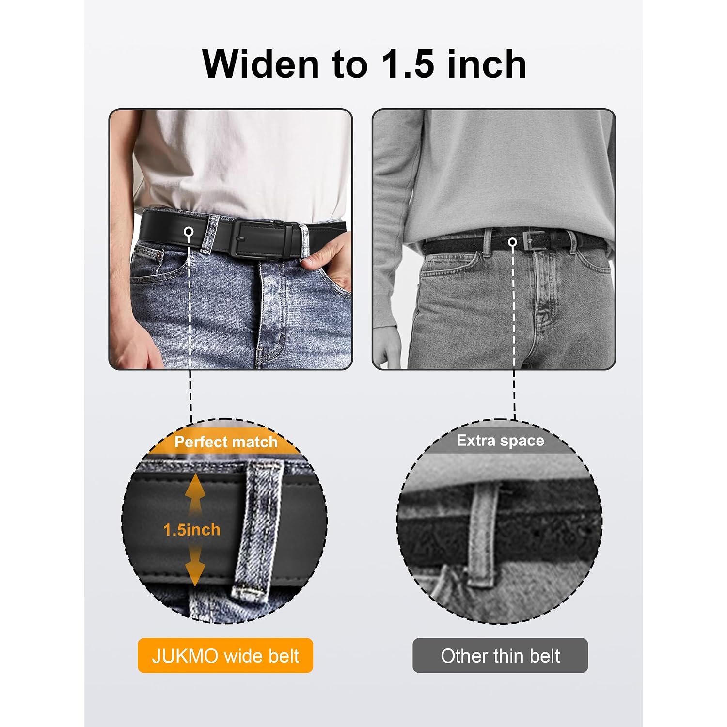 Jukmo 1.5" (38Mm) Leather Ratchet Belt For Men In Gift Box | Automatic Slide Buckle, Adjustable Trim To Fit