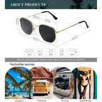 Kaliyadi Sunglasses For Women And Men, Polarized Square Uv Protection, Trendy Metal Frame Hexagon Sunglasses