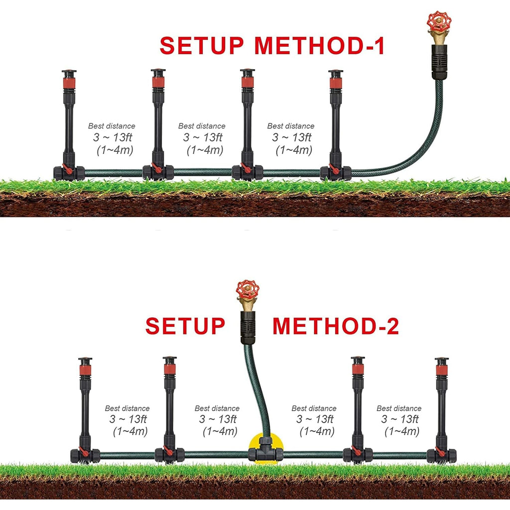 Eden 98063 Multi-Adjustable Flex Design Above Ground Irrigation Garden Sprinkler System, Sprinkler & Hose, Diy Plant Watering Set