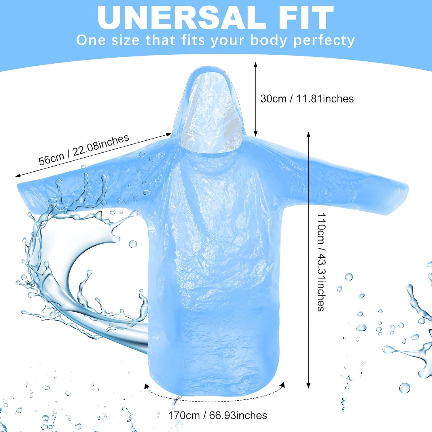 150 Pack Of Adult Rain Ponchos With Hood, Disposable Rain Ponchos, Plastic Raincoat Poncho For Adult Homeless