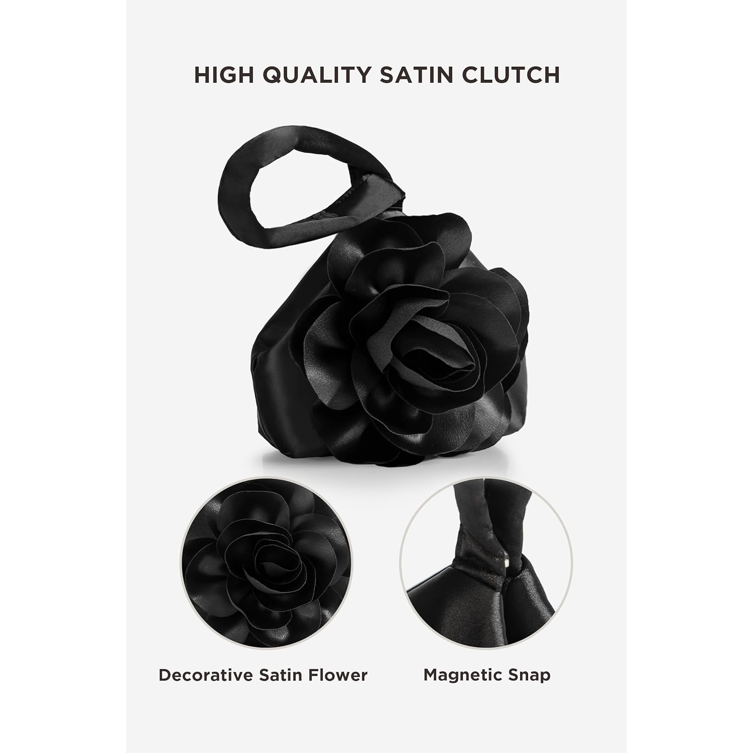 Babeyond Clutch Purses For Women - Evening Bags Flower Satin Handbag Classy Wristlet Purse For Party Daily Wedding