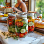ComSaf Wide Mouth Mason Jars 32 oz with Lids 2 Pcs, Quart Mason Jars with Seal Band, Large Glass Jars, Large Canning Containers for Pickles, Jams, Sauces, Salsa, Sourdough, Salad, Suntea, Food Storage