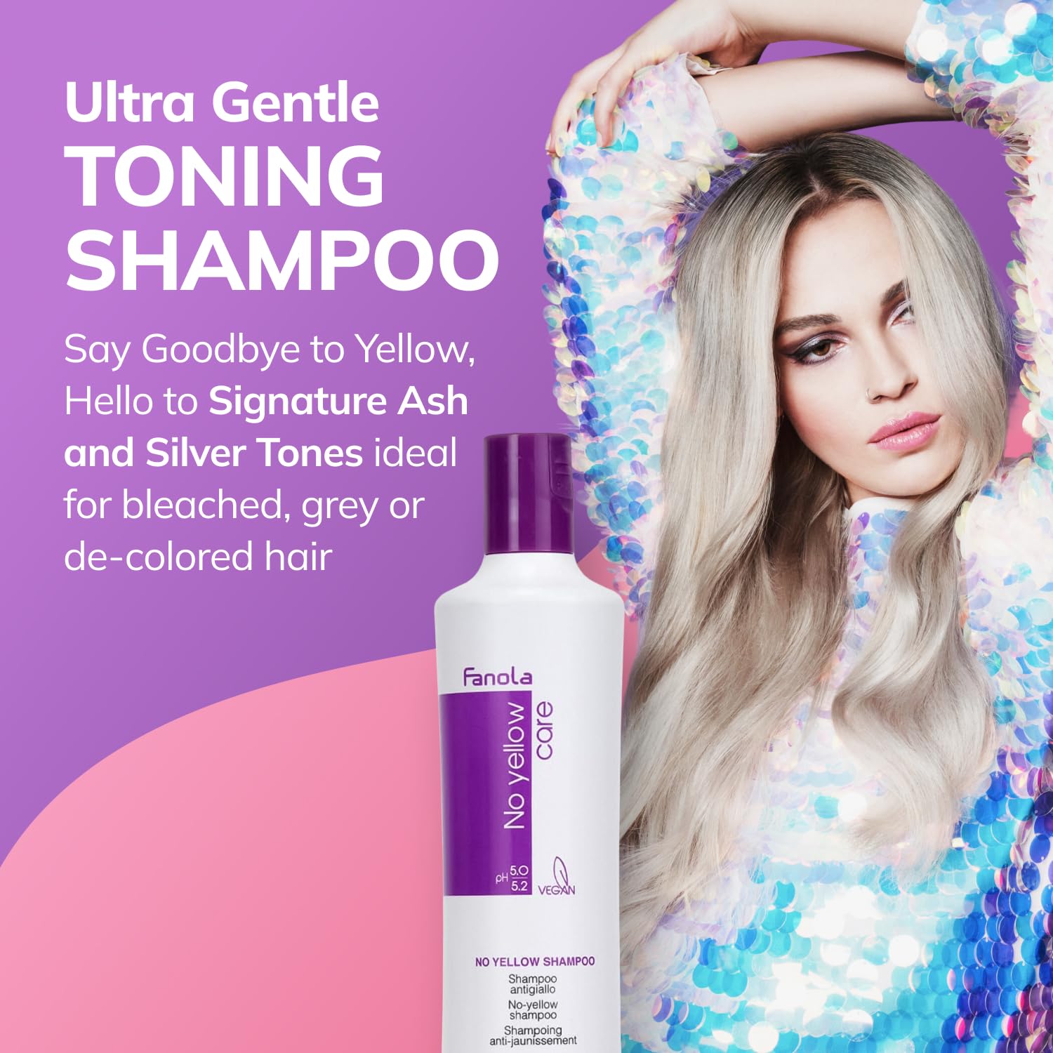 Fanola No Yellow Purple Shampoo - Purple Color Depositing Shampoo for Blondes, Bleached & Grey Hair - Formulated with Violet Pigment to Remove Brassy Tones from Hair (11.83 Fl oz)