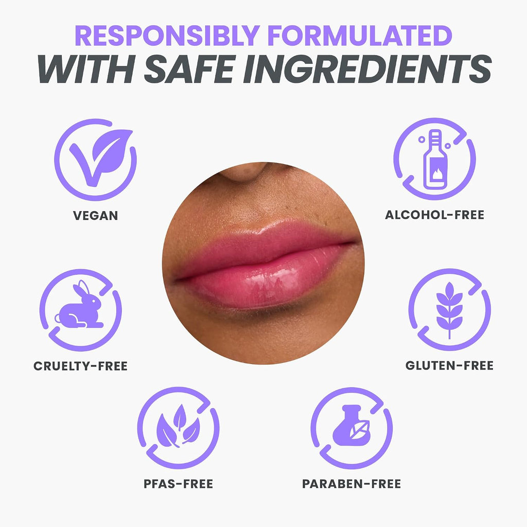 Wonderskin Lip Oil Rehab Serum - Color Changing Lip Oil From Clear To Pink - Ph-Activated, Non-Sticky & Hydrating Tinted Serum For Dry Lips (Kissed)