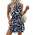 Soly Hux Women'S Summer Dress Printed Sleeveless V Neck Wrap A Line Flowy Belted Vacation Short Dresses