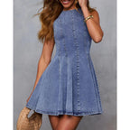 Kdf Denim Dress For Women Sleeveless Babydoll Tank Jean Dress Slim Fit A-Line Summer Dresses For Women 2026