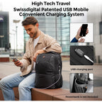 Swissdigital Design Backpack For Men & Women Fit 16 Inch Computer Sd1670-01 | Travel Laptop Backpack, College Bag, Business Backpack, With Usb Charging Port, Rfid Protetion Pocket, Water Bottle, Black