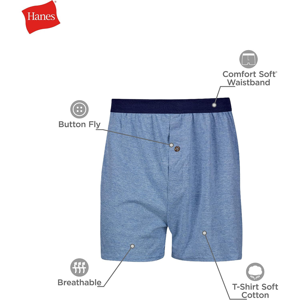 Hanes Mens Underwear Boxers Pack, Cool And Breathable Cotton Underwear, Exposed And Comfortflex Waistbands, Multi-Pack