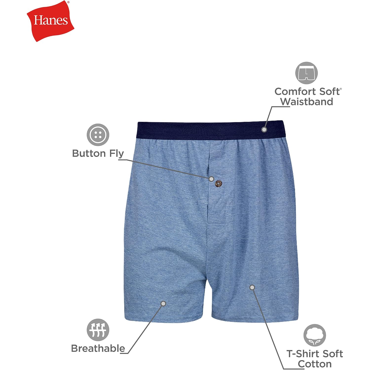 Hanes Mens Underwear Boxers Pack, Cool And Breathable Cotton Underwear, Exposed And Comfortflex Waistbands, Multi-Pack