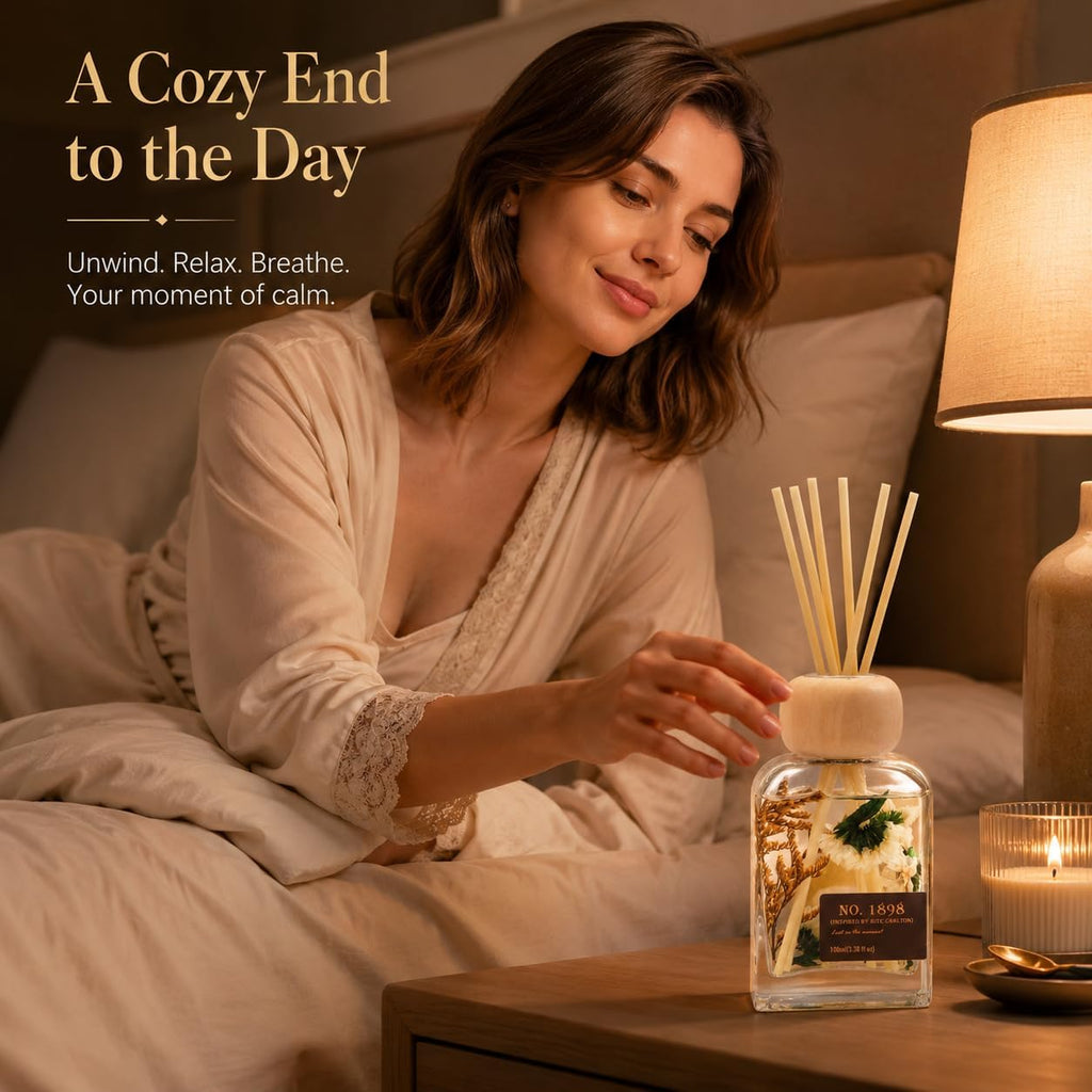 Luxury Hotel Scent Reed Diffuser 100Ml (3.38Oz) | No.1898 Hotel Collection Diffuser Oil Inspired By Ritz Carlton | Home, Bathroom & Office Decor | Long-Lasting Room Freshener Gift Set