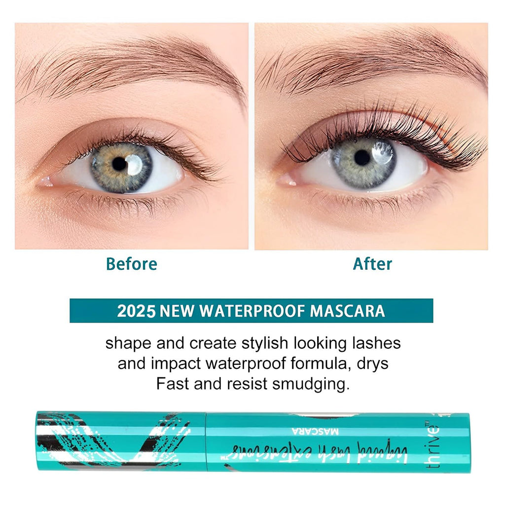 Thrive Mascara Extensions, Tubing Mascara Cosmetics Natural Lengthening Volumizing Eye Makeup, Waterproof & Smudge-Proof, Long-Lasting No Clumping or Flaking (Rich Black)