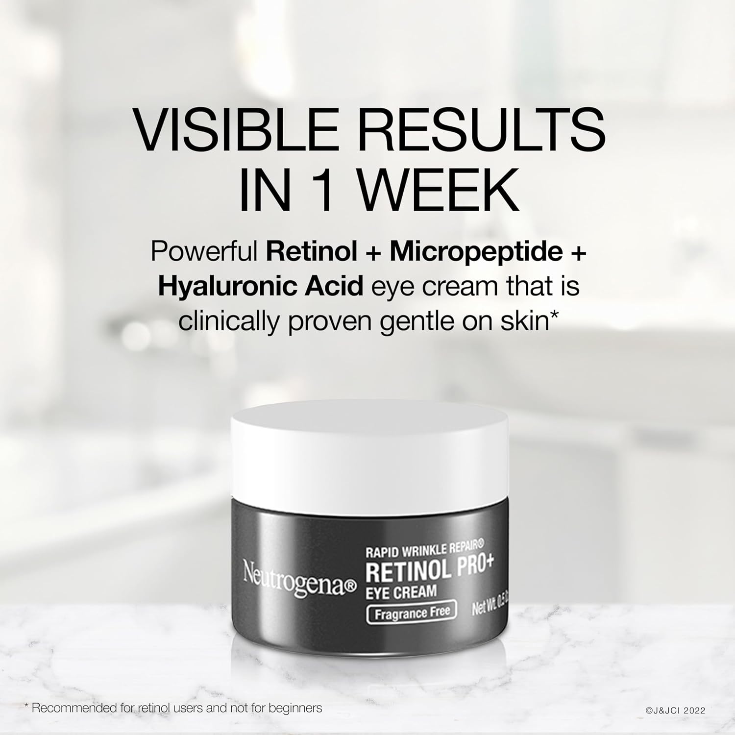 Neutrogena Rapid Wrinkle Repair Retinol Pro+ Anti-Wrinkle Eye Cream, Targeted Eye Cream For Wrinkles & Dark Circles, Formulated Without Fragrance, Dyes, Phthalates, And Parabens, 0.5 Oz