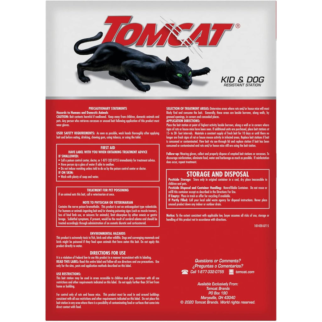 Tomcat Rat & Mouse Killer, Child & Dog Resistant, Disposable Station, 8 Oz. | 2 Pre-Filled Ready-To-Use Bait Stations, Indoor And Outdoor Use, Weather Resistant, Easy Monitoring, Value Pack