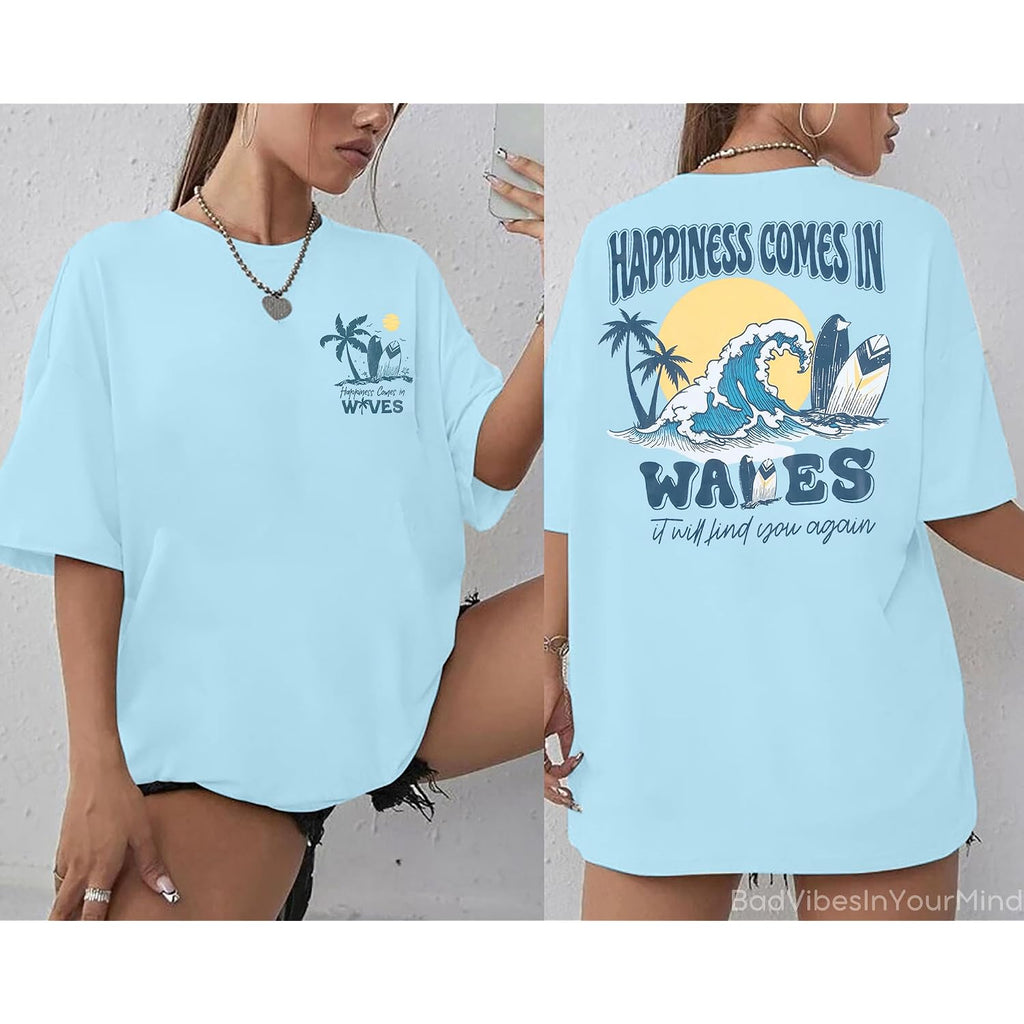 Graphic Tees Women Oversized T-Shirts: Summer Hawaiian Beach Tops Shirts Hawaii Tropical Beachy Short Sleeve Outfit Blue