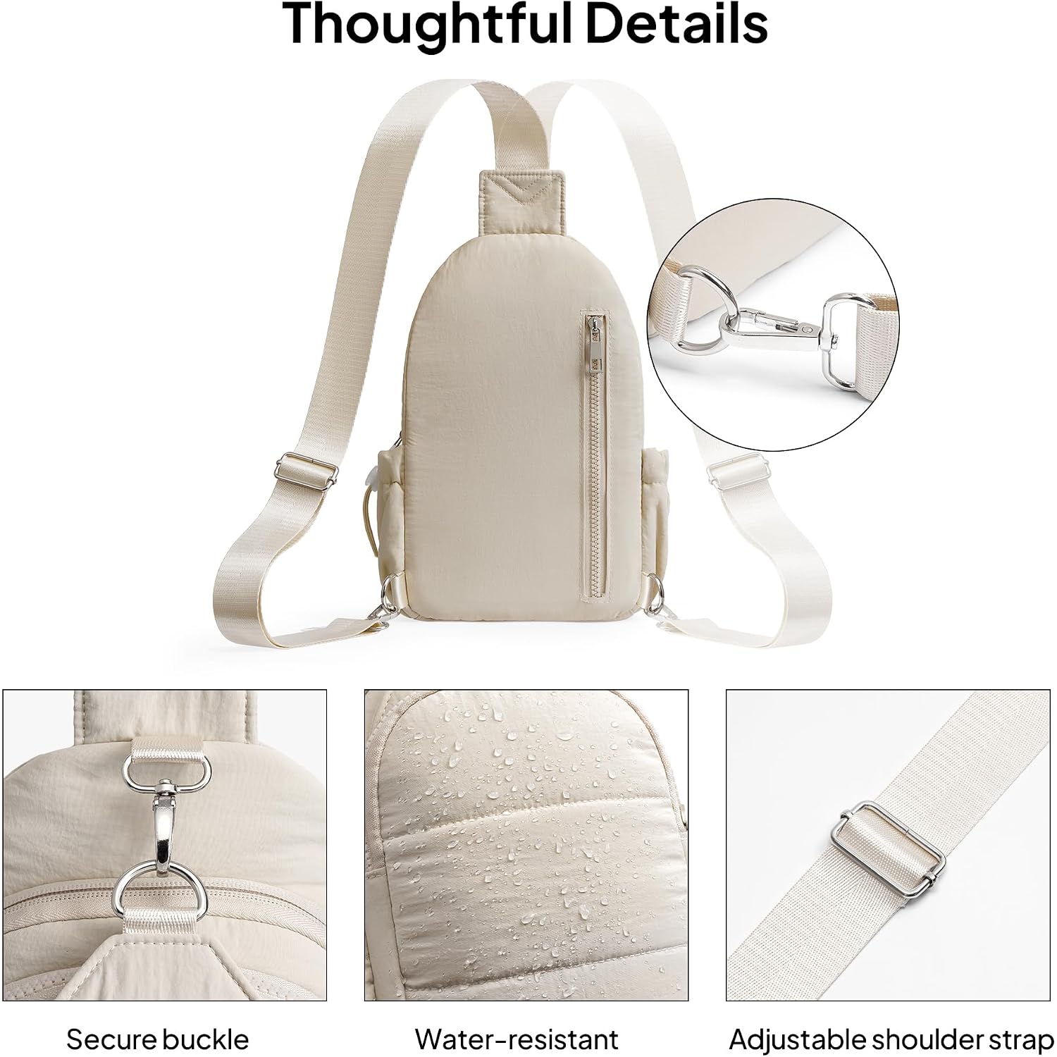 Sling Bag For Women, Anti-Theft Crossbody Bag With Rfid Blocking & Water Bottle Holder For Travel, Water-Resistant