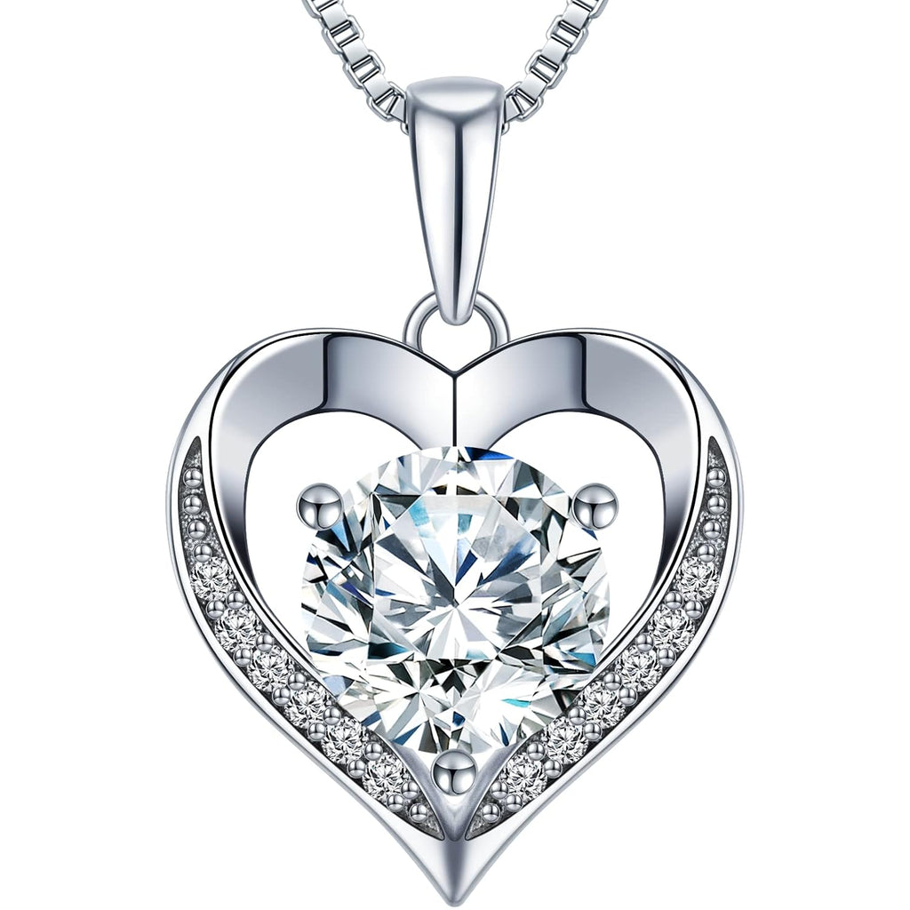 ONLYLIKE Heart Pendant Necklace Gifts for Wife, Engraved 'I LOVE YOU' Gift for Wife, 1-3 Carat Moissanite Necklace, Anniversary Eternity Jewelry Present for Wife, Birthday Gifts for Women