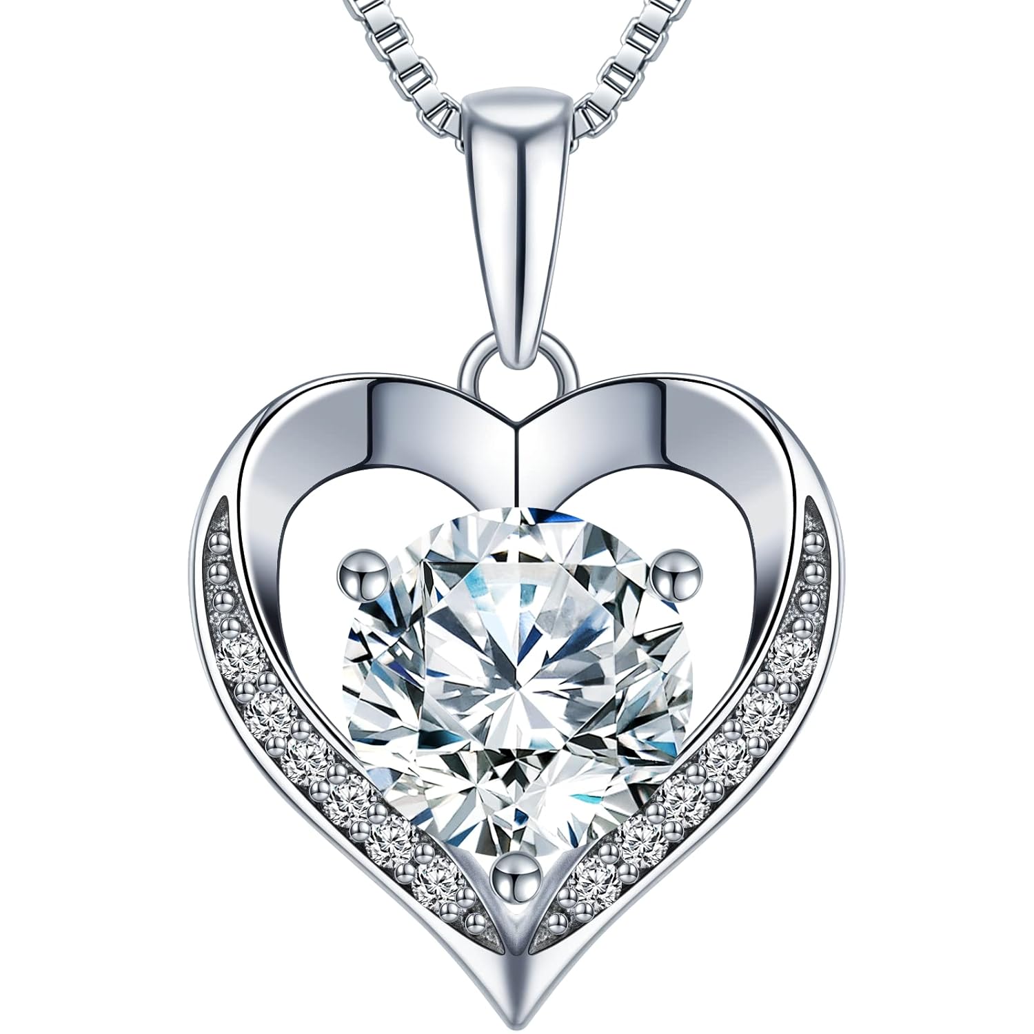 ONLYLIKE Heart Pendant Necklace Gifts for Wife, Engraved 'I LOVE YOU' Gift for Wife, 1-3 Carat Moissanite Necklace, Anniversary Eternity Jewelry Present for Wife, Birthday Gifts for Women