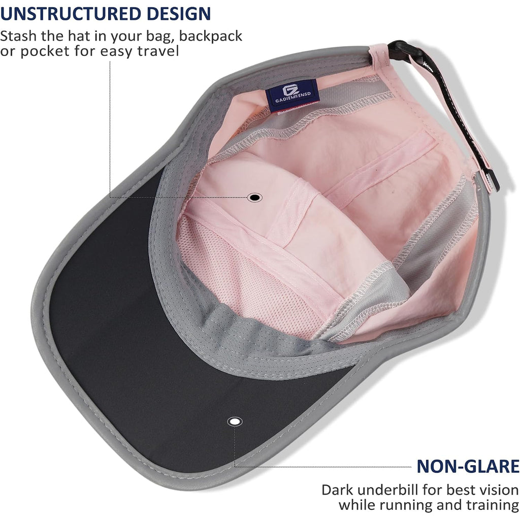 GADIEMKENSD Reflective Folding Outdoor Hat Unstructured Design UPF 50+ Sun Protection Sport Hats for Womens and Mens Light Pink