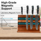 Magnetic Knife Block Double Sided Magnetic Knife Holder Rack with Strong Enhanced Magnets Acacia Wood Magnetic Knife Storage Stand