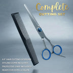 6.5” Stainless Steel Hair Cutting Scissors with Adjustable Tension Screw & Finger Rings, Professional Barber Shears for Men Women, Sharp Haircut Scissors Kit with Comb for Salon Home Use