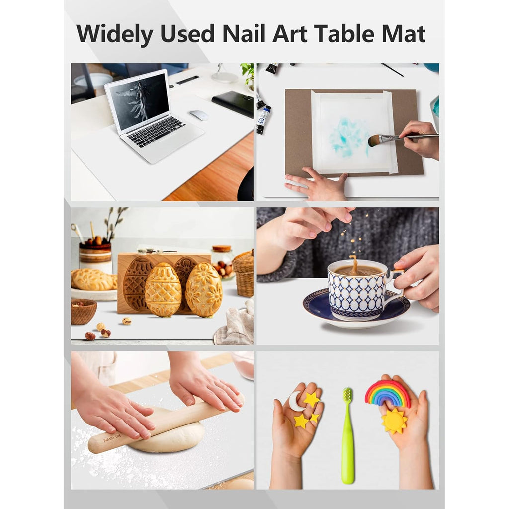 (MAT ONLY) Nail Art Table Mat, Nail Arm Rest Pad for Acrylic Nails, Soft Microfiber PU Leather Nail Mat for Table, Foldable Nail Hand Rest Pillow Manicure Pad, Acrylic Nail Desk Mat for Nail Cushion