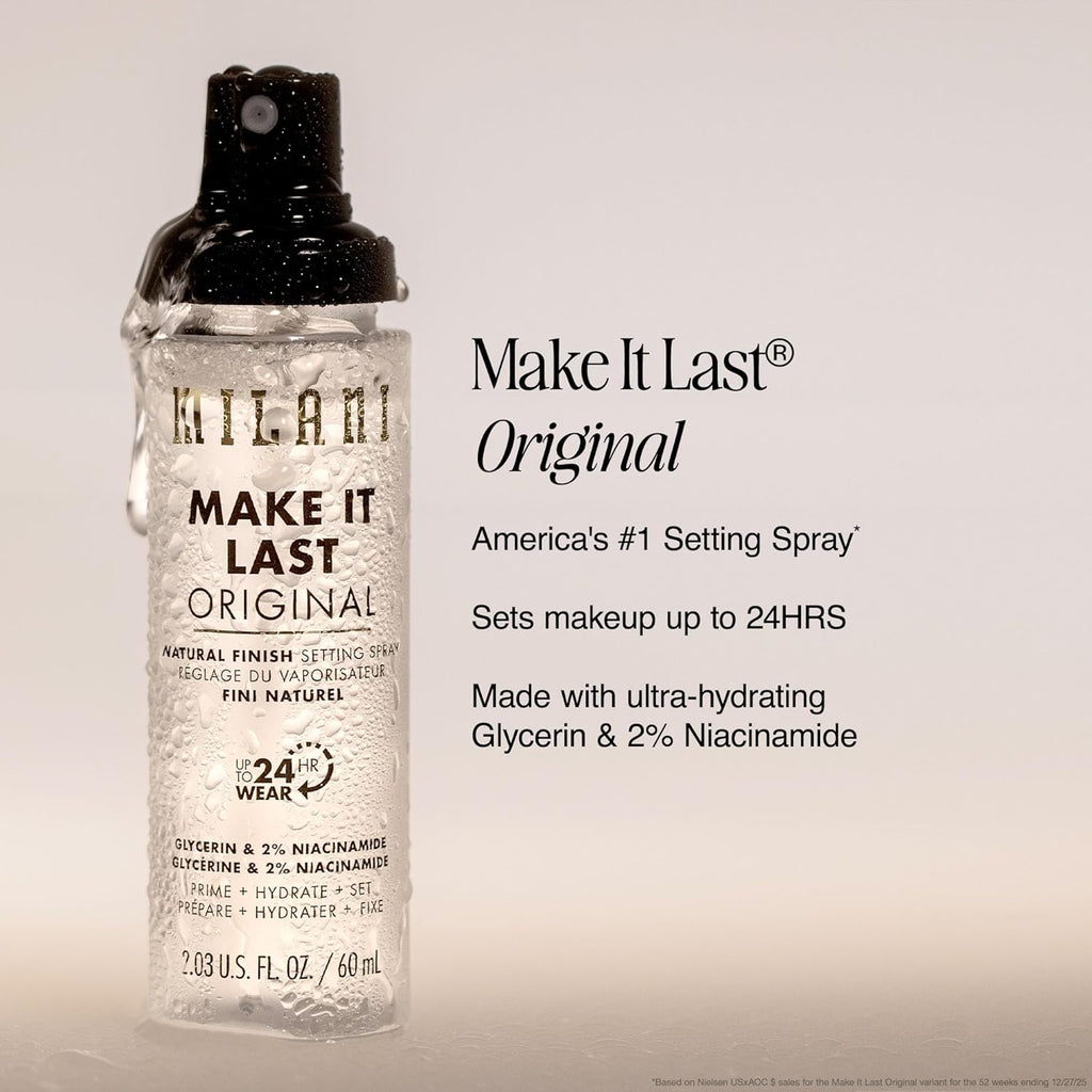 Milani Setting Spray + Primer, Make It Last Original - Natural Finish with Niacinamide for Hydration, Setting Spray for Makeup and Face Primer, 3-in-1 Prime + Hydrate + Set, 2.03 Fl. Oz