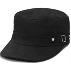 Army Cadet Cap for Men Women Military Flat Top Cap Unisex Basic Baseball Cap Black