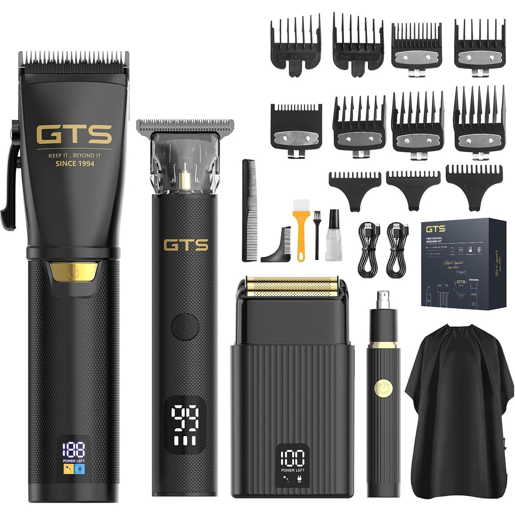 Gts Hair Clippers For Men Professional, Beard Trimmer Kits & Sets, Cordless Mens Hair Trimmer, Electric Shavers, Haircutting Machine With Led Display, For Barber 4 In 1