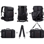 Witzman Carry On Travel Backpack For Men Airline Approved Fits 16" Laptop | Nylon 3 In 1 Luggage Duffle Bag With Usb Charging Port, Shoe Compartment, For Weekend Getaway, Overnight Trip, B682 Black)