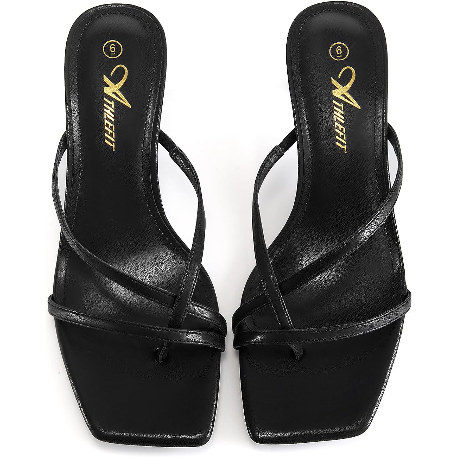 Athlefit Women'S Strappy Kitten Heels Flip Flops Square Open Toe Low Heels Fashion Party Dress Thong Heeled Sandals