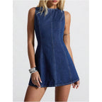 Floerns Women'S Y2K Mini Denim Dress Bow Tie Open Back Sleeveless Going Out Tank Dresses