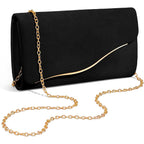 Clutch Purses for Women Formal Evening Clutch with Detachable Chain Faux Suede Purse for Wedding Party