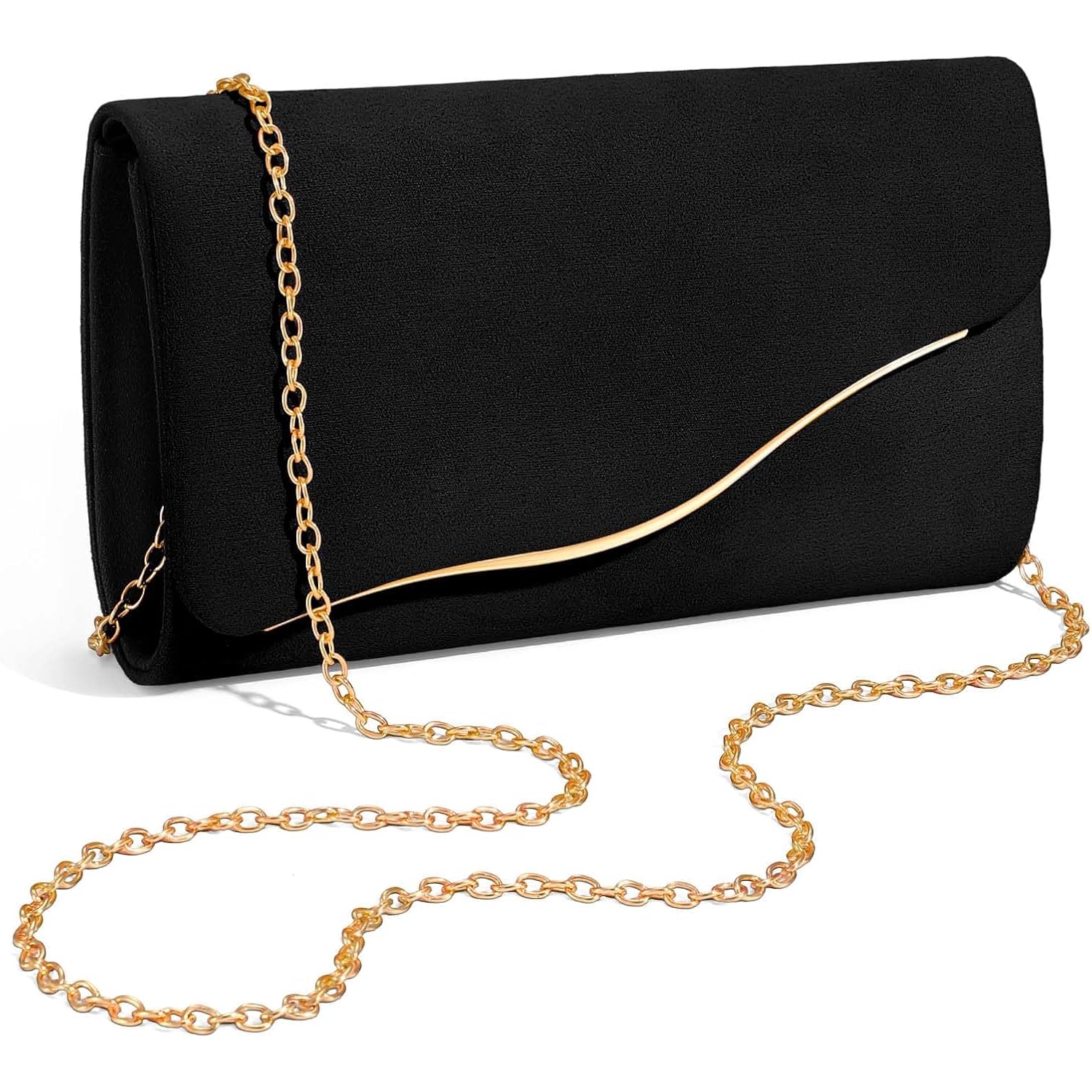 Clutch Purses for Women Formal Evening Clutch with Detachable Chain Faux Suede Purse for Wedding Party
