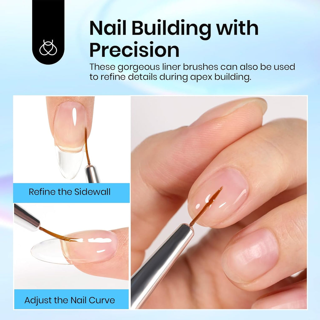 Beetles Nail Art Pens Brushes, 5pcs Nail Art Liner Brushes Set Painting Nail Dotting Drawing Tool for Long Lines, Details, Fine Drawing Sizes 7/11/15/20/25mm Gift for Women